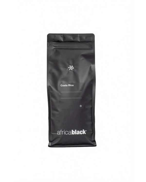 Black matte resealable bag of costa rica la pastora tarazza coffee beans for fresh brewing at home